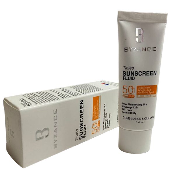 بیزانس کرم ضد آفتاب SPF50 بژ روشن پوست خشک